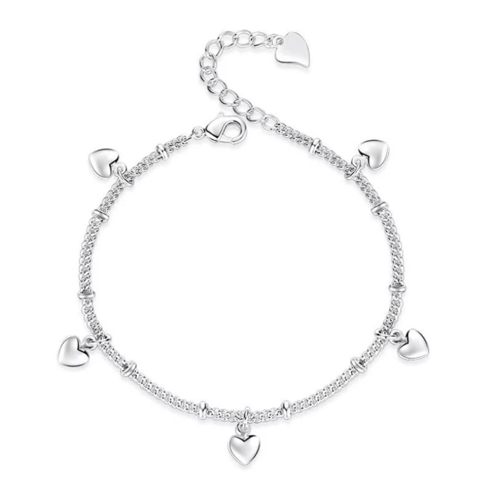 925 Sterling Silver heart charm Bracelet.